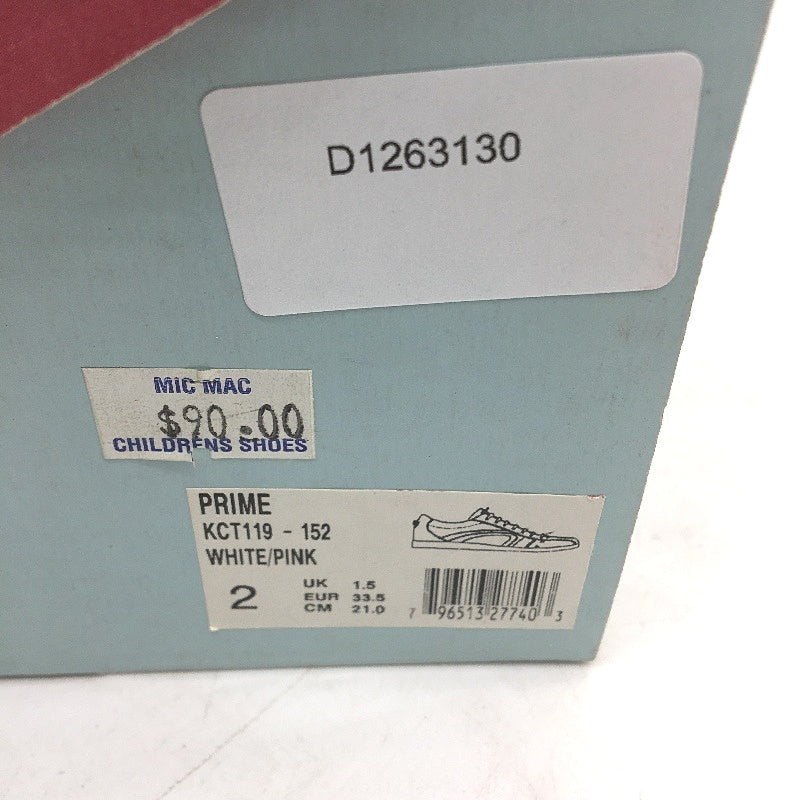 Guess Leather White & Pink Stripe Sneaker Shoe Girls Youth Sze US 2 EUR 33.5 NEW
