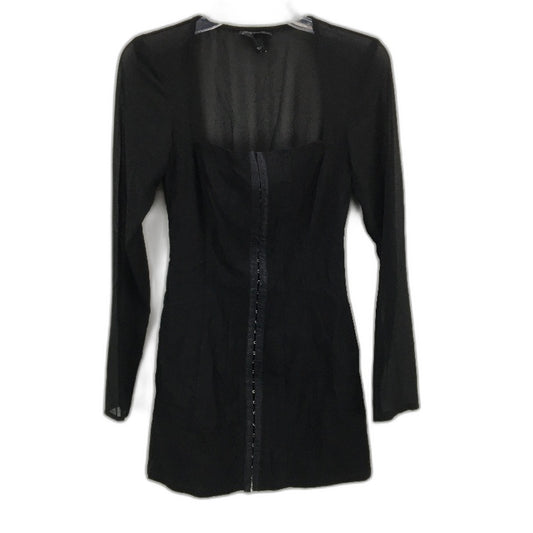 Neon Hart Black Long Mesh Sleeve Corset Hook & Clasp Mini Dress Ladies Sz Small