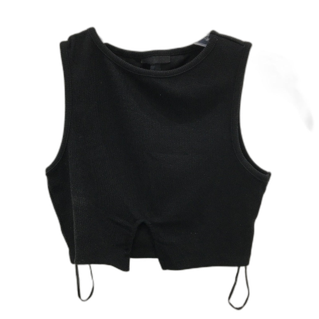 Alice In The Eve Black Ribbed Cropped Tank Top Split Front Ladies Size XS