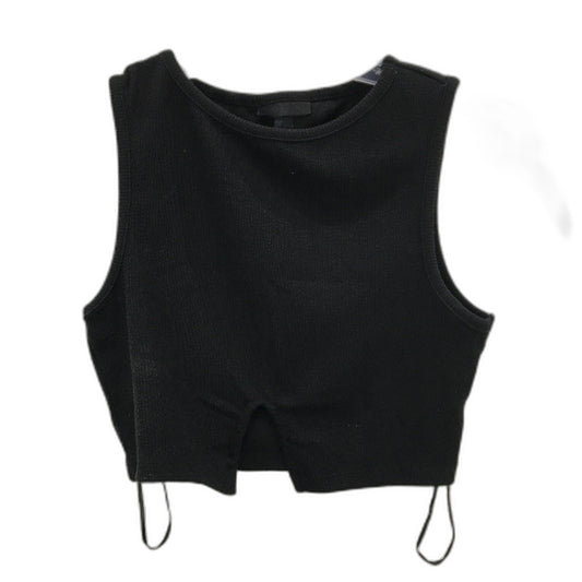 Alice In The Eve Black Ribbed Cropped Tank Top Split Front Ladies Size XS