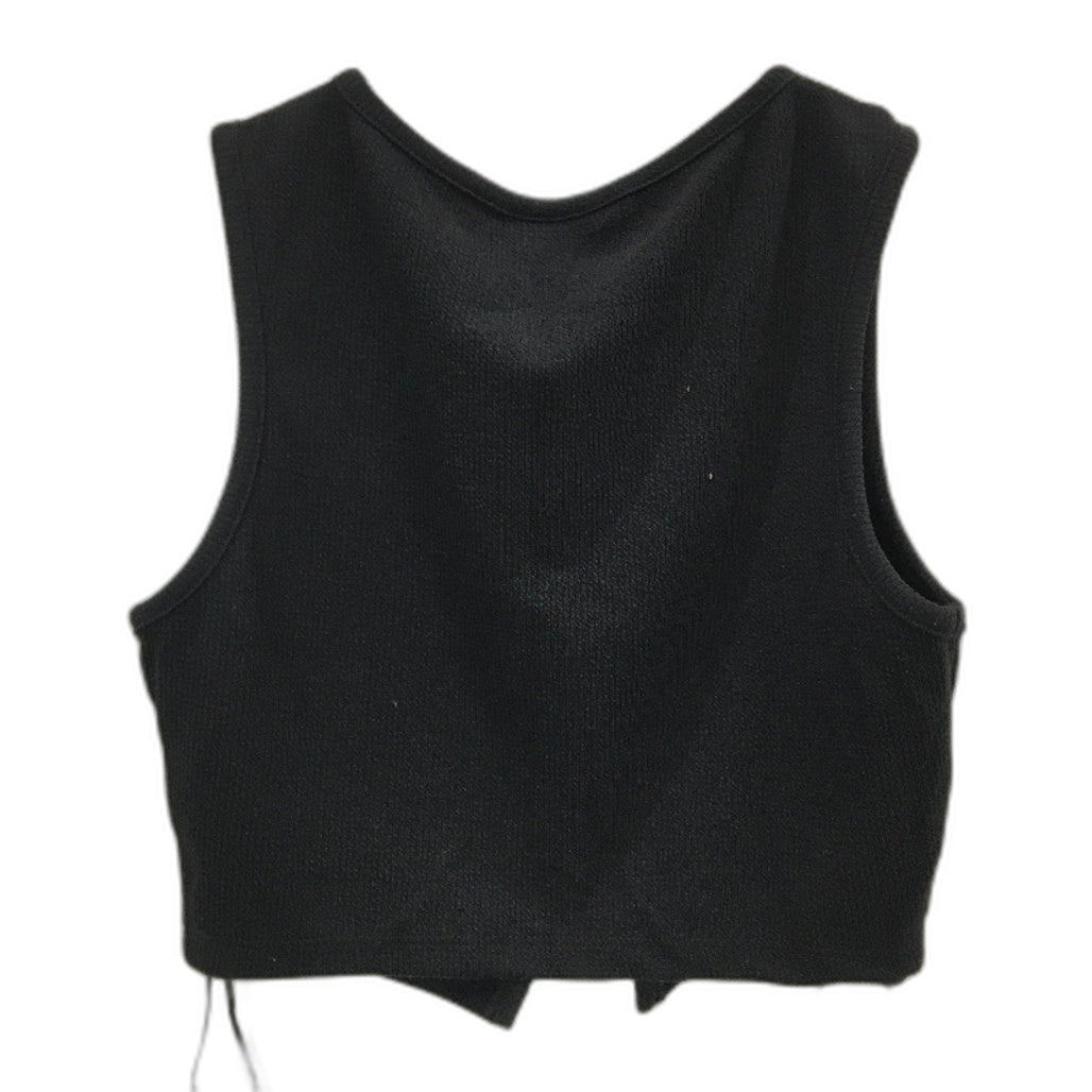 Alice In The Eve Black Ribbed Cropped Tank Top Split Front Ladies Size XS