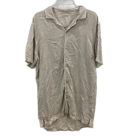 Insight Button-Up Soft Beige Flowy Casual Short Sleeve Shirt Mens Size L/XL