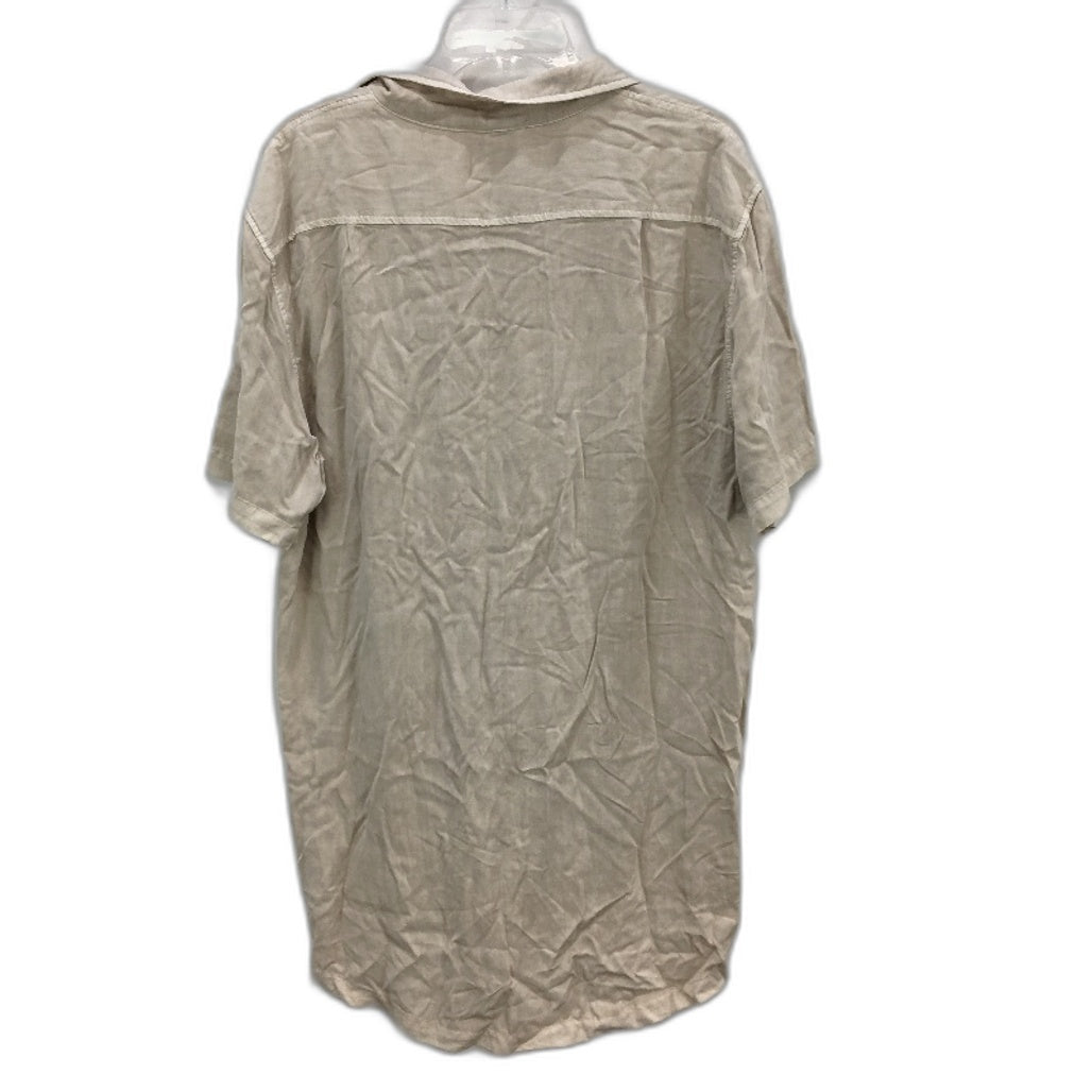 Insight Button-Up Soft Beige Flowy Casual Short Sleeve Shirt Mens Size L/XL