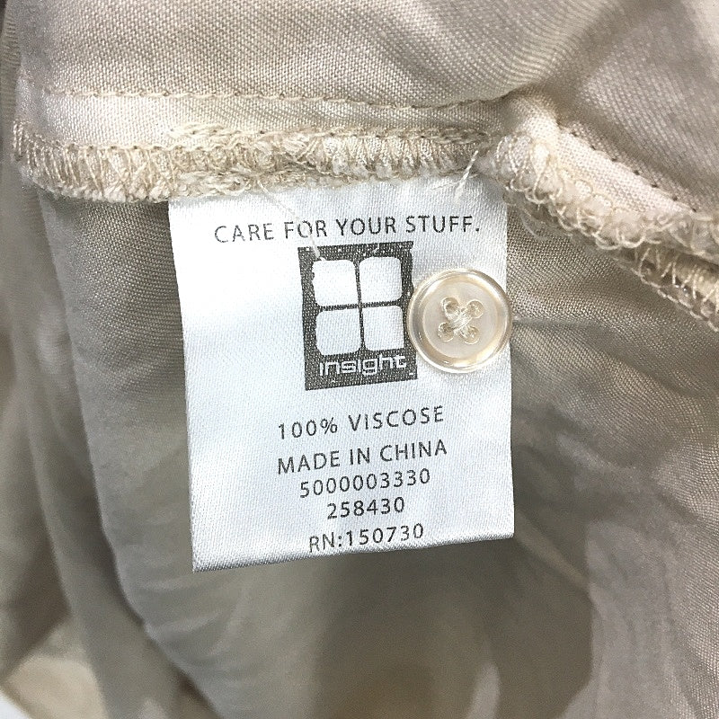 Insight Button-Up Soft Beige Flowy Casual Short Sleeve Shirt Mens Size L/XL