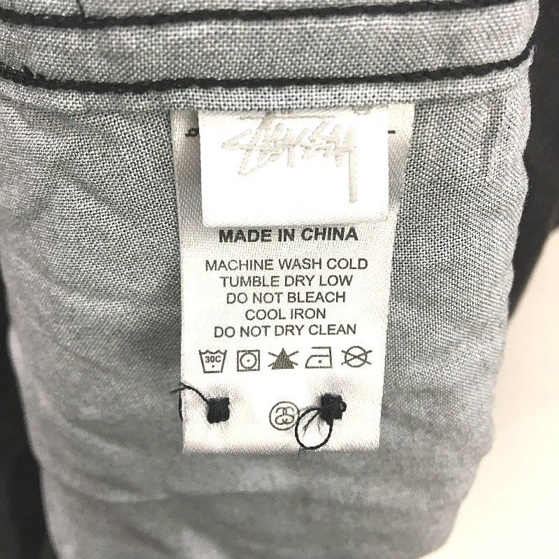 Stussy Black Graffiti Flaming Cards Design Button-Up Short Sleeve Shirt Mens L