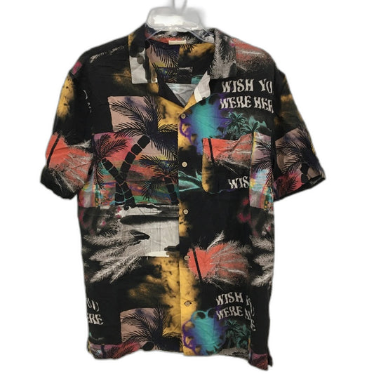 Insight 'Dark Days' Button-Up Black Patterned Short Sleeve Shirt Mens Size M