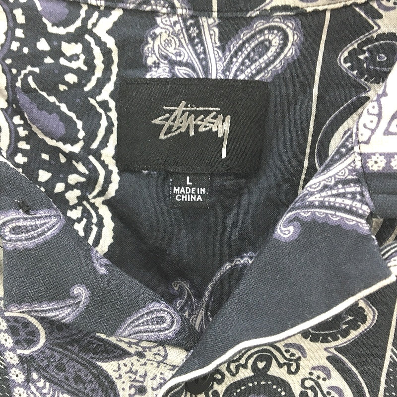 Stussy Blue & Grey Floral Patterned Button-Up Casual Shirt Mens Size L