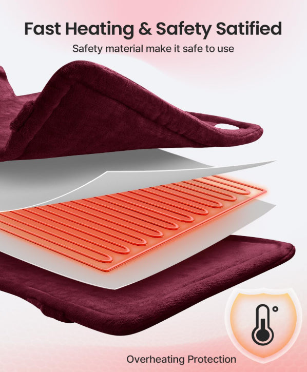 Renpho Neck & Shoulder Electric Heating Pad Red Model: R-U008 NEW