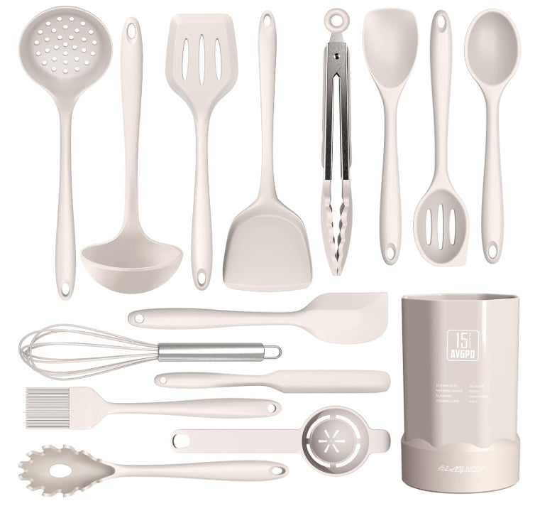 Dishwasher Safe Silicone Cooking Utensils Set Grey Heat Resistant Kitchen Tools