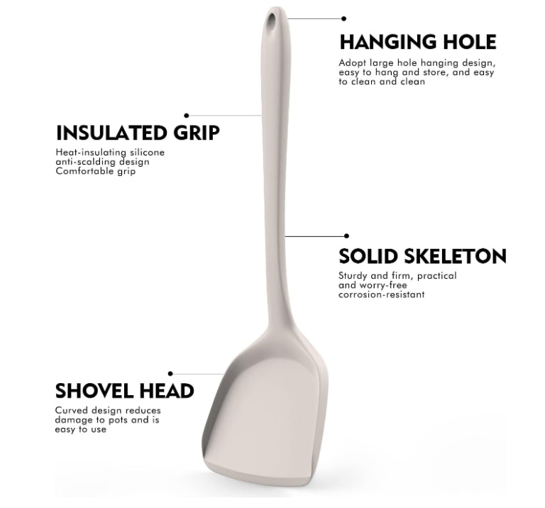 Dishwasher Safe Silicone Cooking Utensils Set Grey Heat Resistant Kitchen Tools
