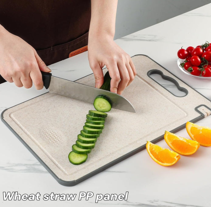 Double Sided Cutting Board Stainless Steel Chopping Board With Knife Sharpener