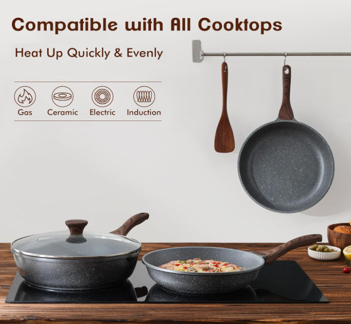 Sensarte 20cm Non-Stick Frying Pan Skillet Swiss Granite Coating Stone Cookware