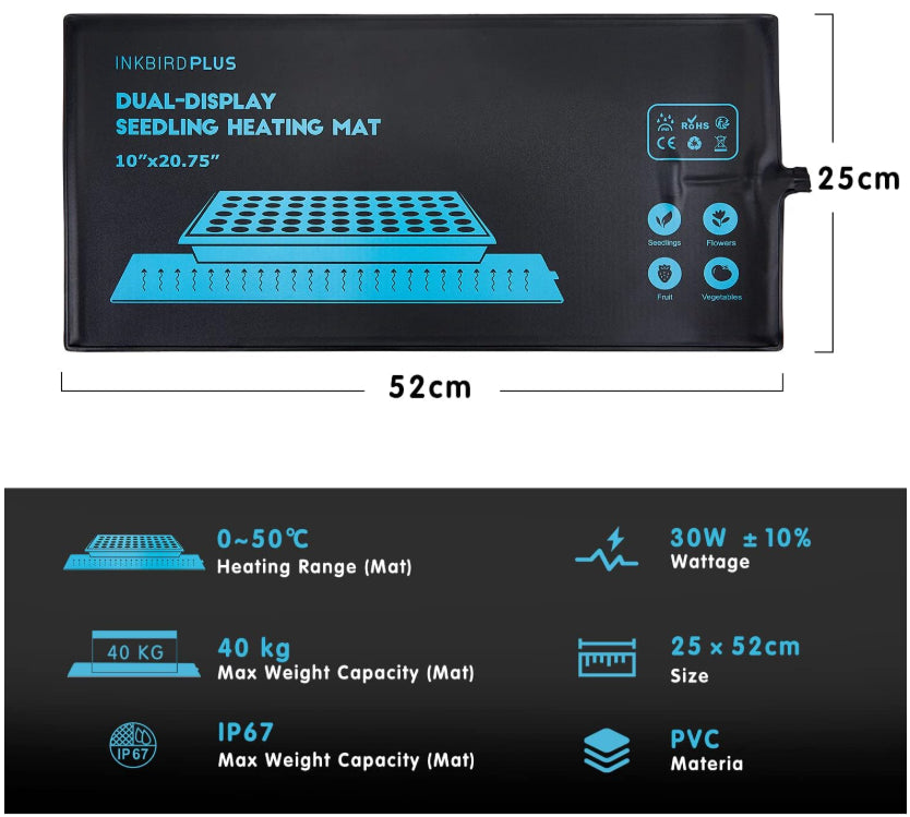 InkBirdPlus Seedling Heat Mat Waterproof Heating Pad 30W Waterproof Plant Mat
