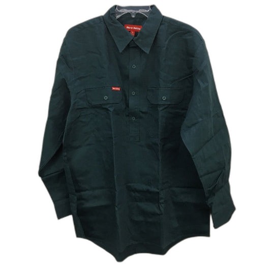 Hard Yakka Gardener Green Long Sleeve Button Up Drill Work Shirt Mens Size XL