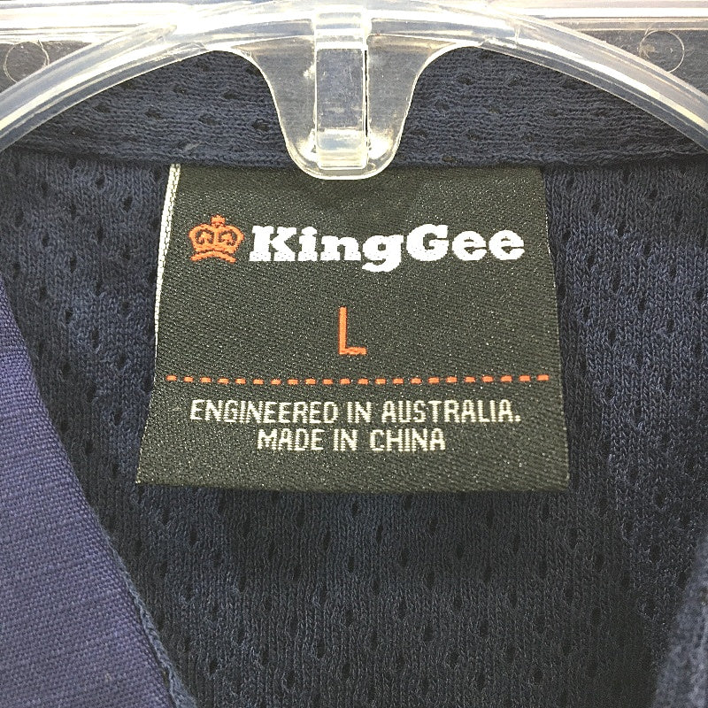 King Gee Navy Hi-Vis Long Sleeve Button Up Drill Work Shirt Mens Size Large