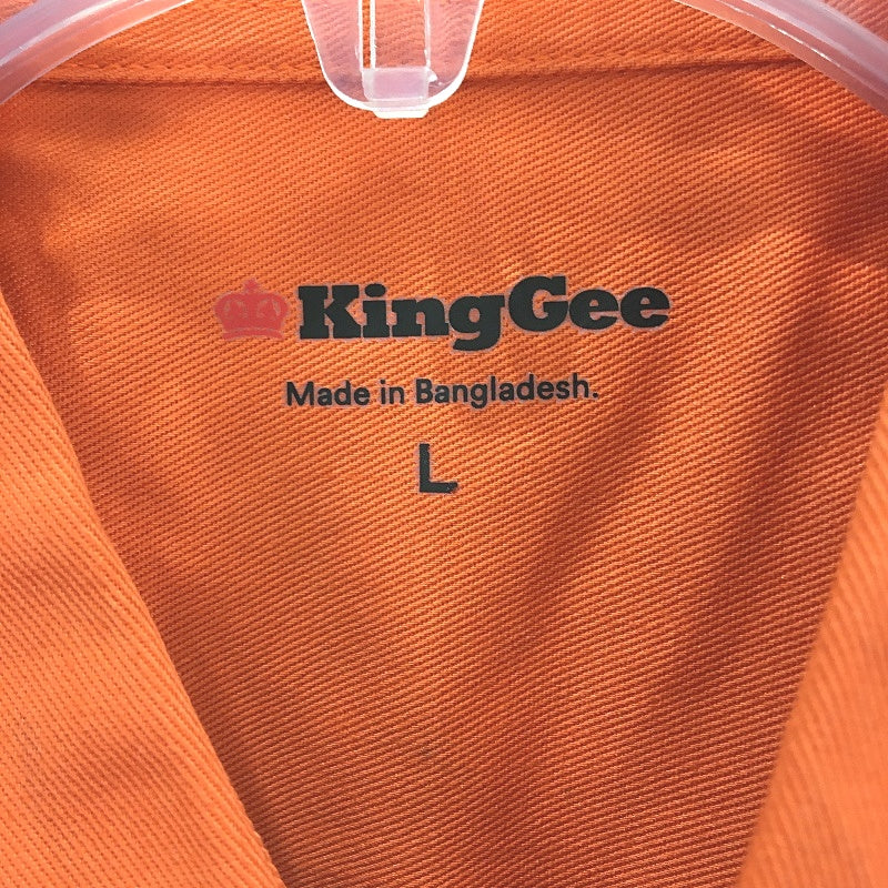 King Gee Orange Hi-Vis Long Sleeve Button Up Drill Work Shirt Mens Size Large