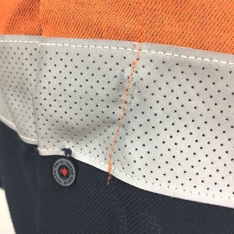 Hard Yakka Orange Hi-Vis 2 Tone Long Sleeve Button Up Work Shirt Mens Size Large