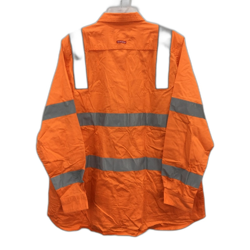 Hard Yakka Orange Hi-Vis Long Sleeve Button Up Vented Work Shirt Ladies Sz AU 18