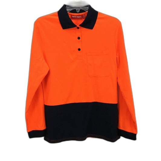 Hard Yakka Orange Hi-Vis Long Sleeve 2 Tone Light Work Shirt Ladies Size AU 10