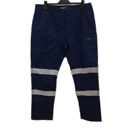 King Gee Navy Blue Cargo Workcool Motion Cuff Work Pants Ladies Sz Curved AU 18