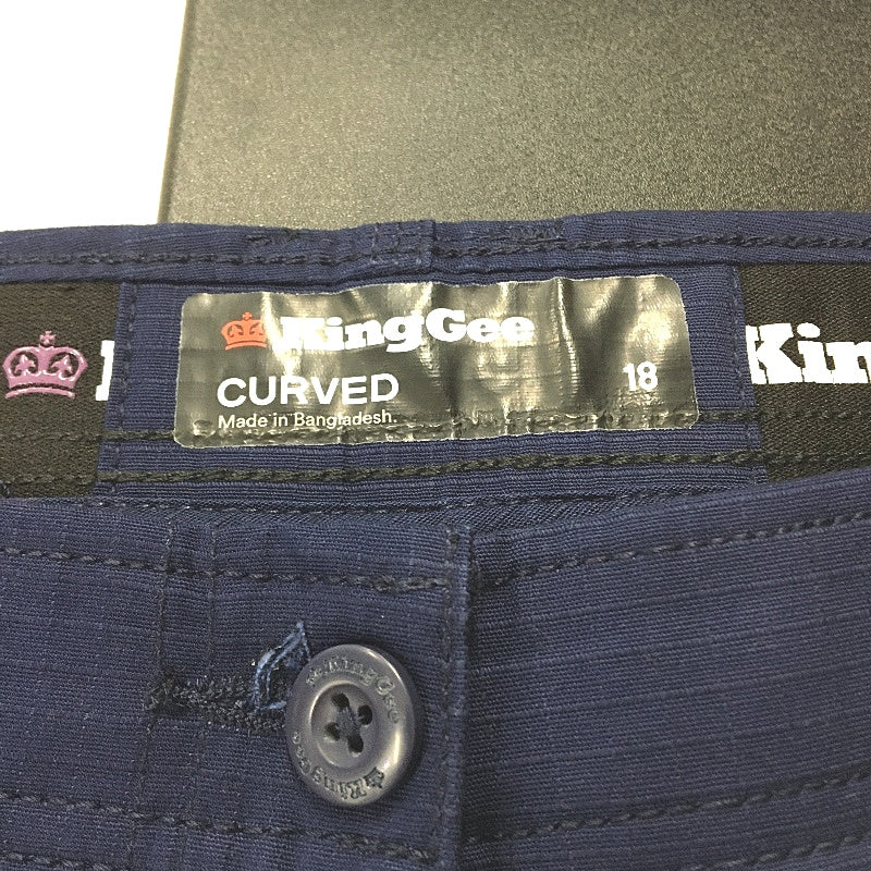 King Gee Navy Blue Cargo Workcool Motion Cuff Work Pants Ladies Sz Curved AU 18