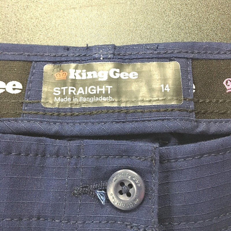 King Gee Navy Blue Cargo Straight Leg Work Pants Ladies Size AU 14