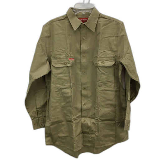 Hard Yakka Khaki Long Sleeve Button Up Cotton Drill Work Shirt Mens Size Medium