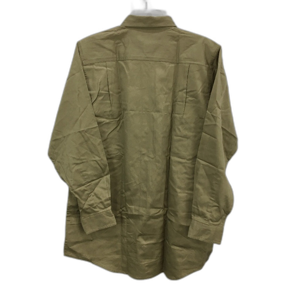 Hard Yakka Khaki Long Sleeve Button Up Cotton Drill Work Shirt Mens Size Medium