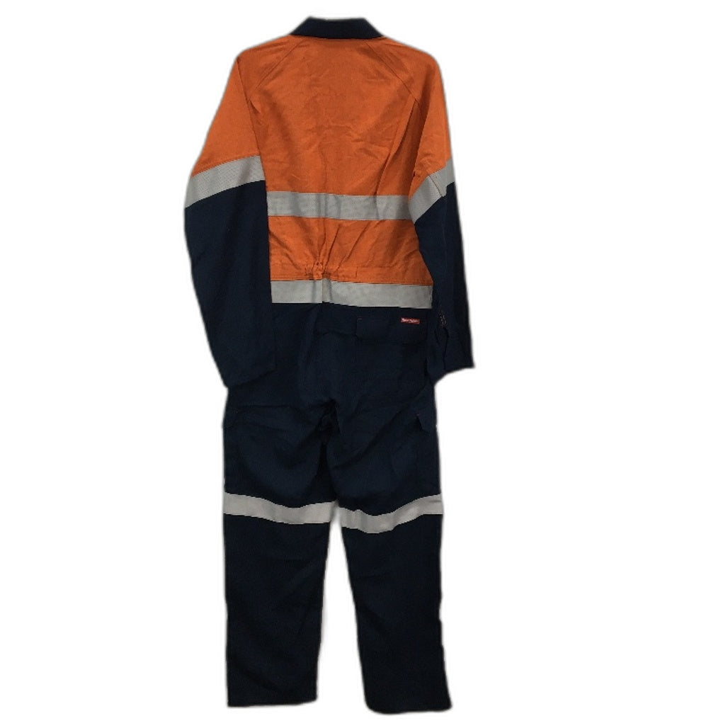 Hard Yakka Orange Hi-Vis Stripe Button Up Drill Work Coverall Mens Size 87R