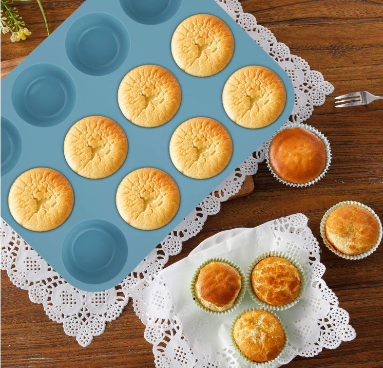 Aschef Economical 7-In-1 Non-Stick Silicone Baking Set Blue Pans & Moulds