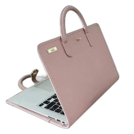 Faux Leather Pink Laptop Sleeve Protector Bag With Handle Waterproof Carry Case