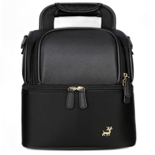 Baby Bottle Cooler Bag Black Insulated Portable Carry Bag Multi-Compartment