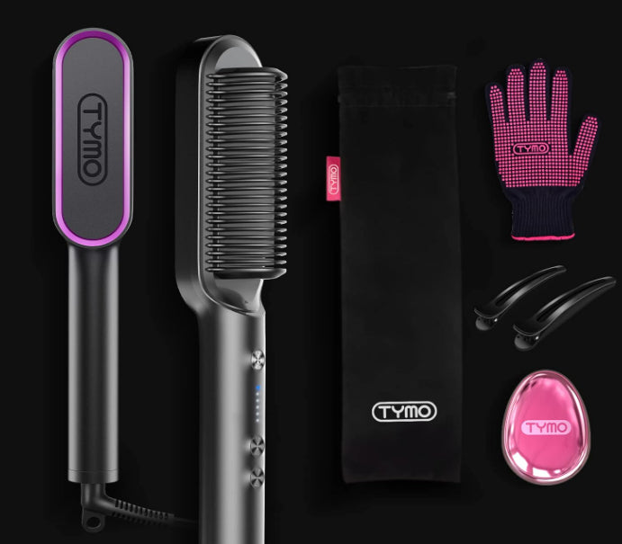 Tymo Hair Straightener Brush Fast Heating Built-In Comb Professional Styling