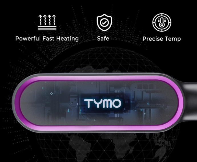 Tymo Hair Straightener Brush Fast Heating Built-In Comb Professional Styling