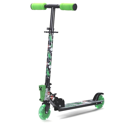 Minecraft Creeper Themed Kids Scooter 2-Wheel Light Up Foldable Toy