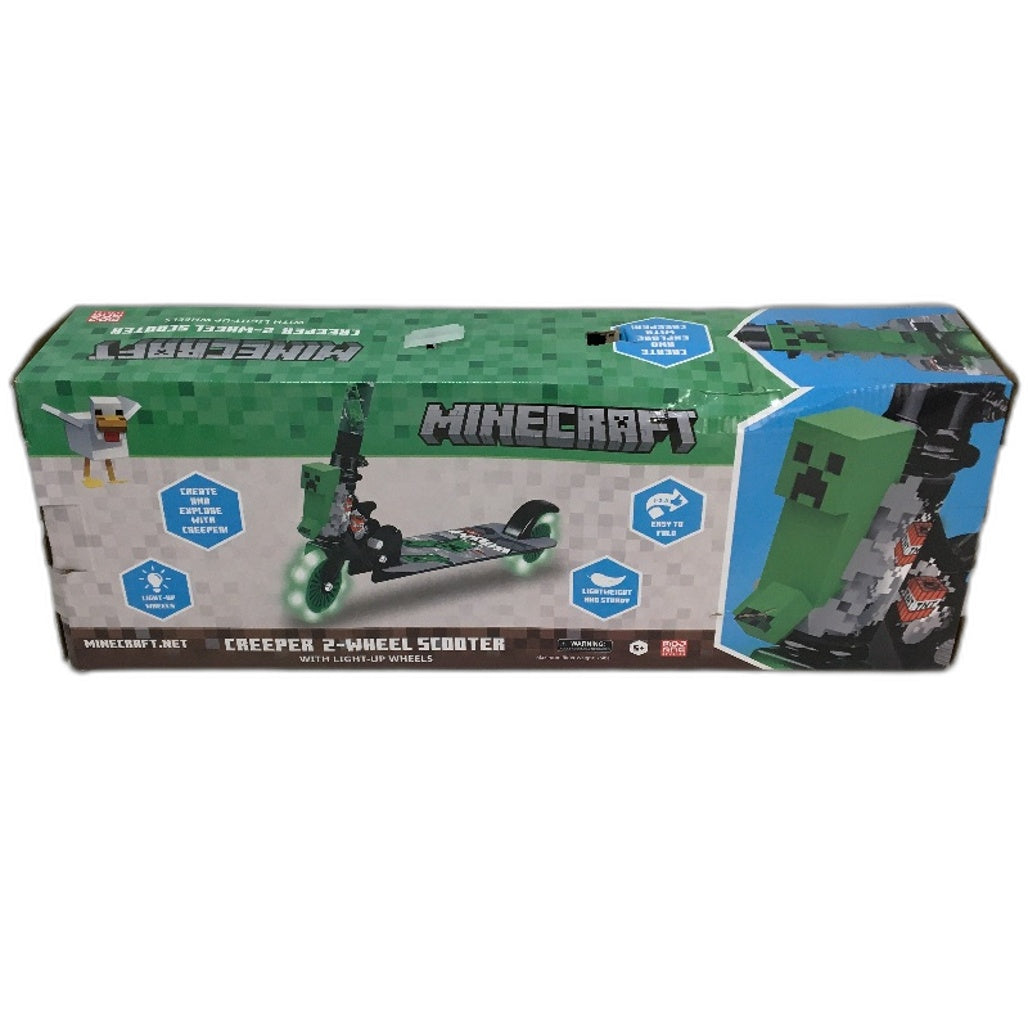 Minecraft Creeper Themed Kids Scooter 2-Wheel Light Up Foldable Toy