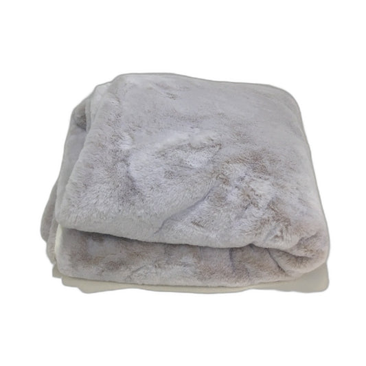 Kirkton House Faux Fur Supersoft Plush Throw Blanket Purple & Beige