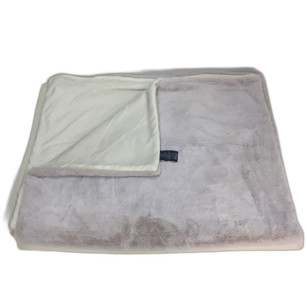 Kirkton House Faux Fur Supersoft Plush Throw Blanket Purple & Beige