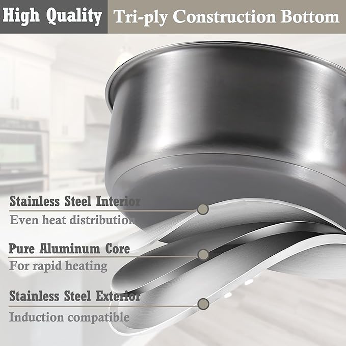 6 Piece Stainless Steel Silver Induction/Electric & Gas Comp Pots with Lids NEW