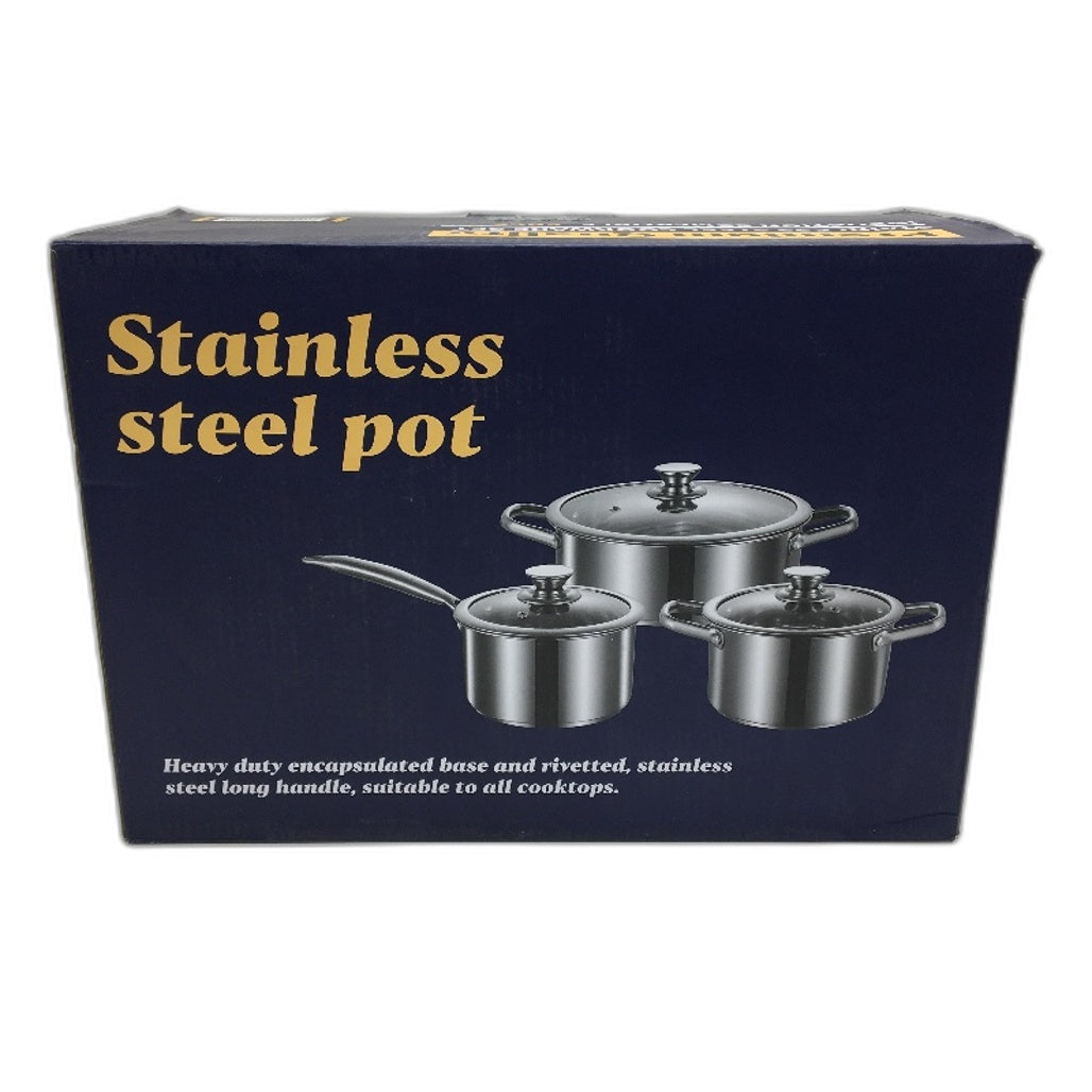 6 Piece Stainless Steel Silver Induction/Electric & Gas Comp Pots with Lids NEW