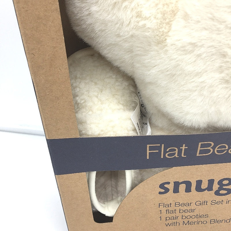Snugtime Flat Bear Gift Set Plushie and Baby Pair of Booties Sz 6-12 Months NEW