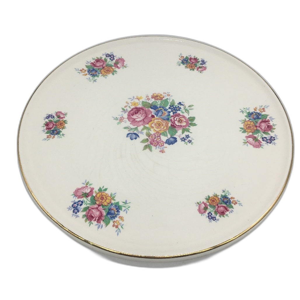 VINTAGE Royal Tudor Ware 11 Inch Chintz Floral Cake Gold Trim Plate with Spatula