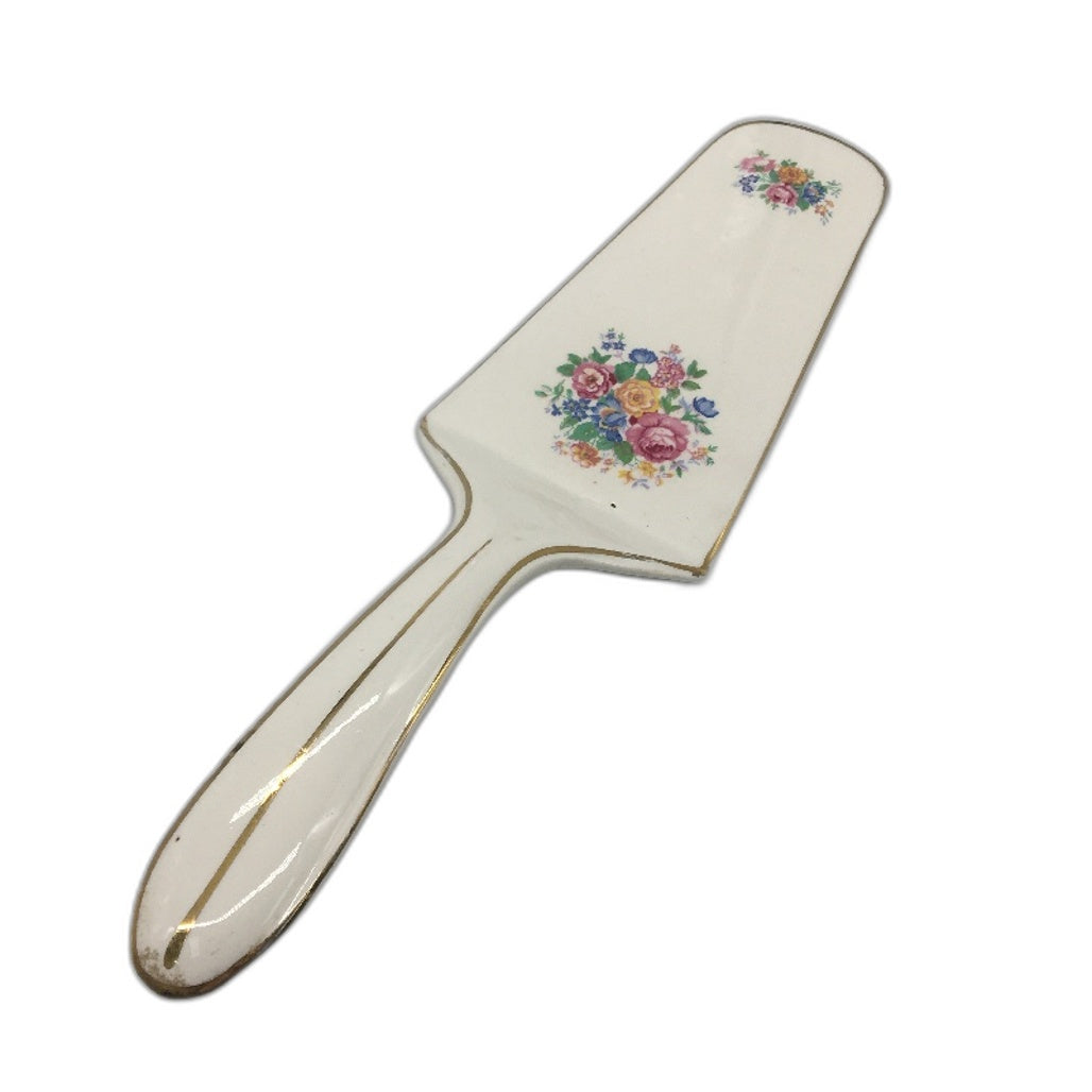 VINTAGE Royal Tudor Ware 11 Inch Chintz Floral Cake Gold Trim Plate with Spatula