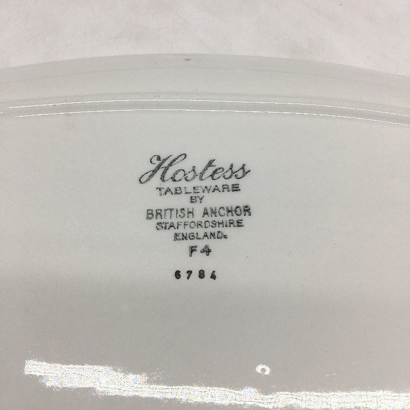 VINTAGE Hostess British Anchor 6784 12 Inch Yellow Rose Gold Trimp Serving Plate