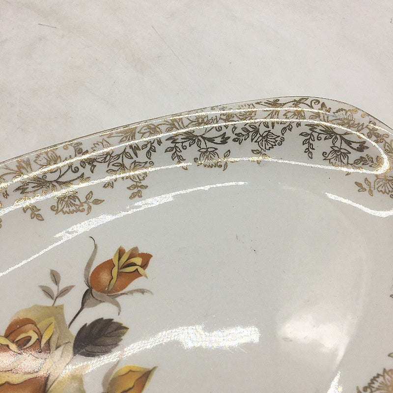 VINTAGE Hostess British Anchor 6784 12 Inch Yellow Rose Gold Trimp Serving Plate