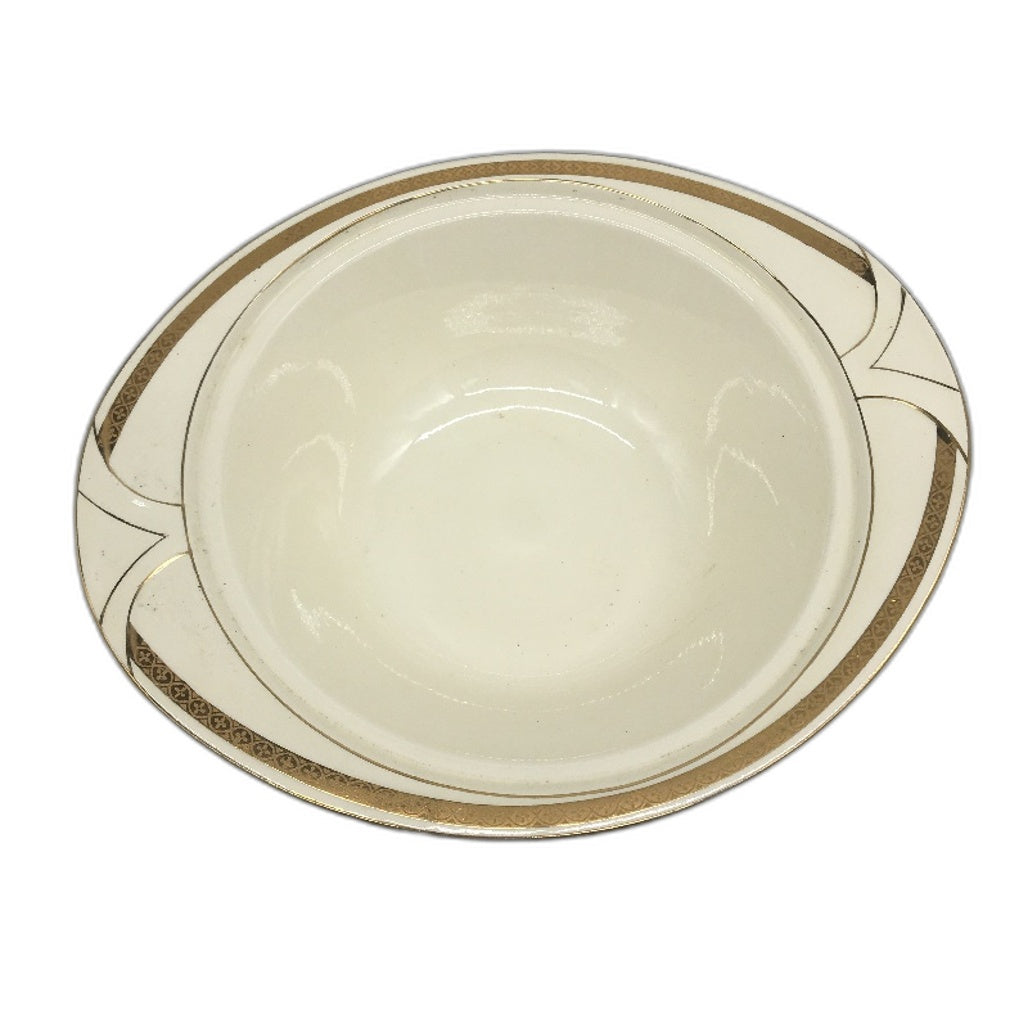 VINTAGE Burleigh Made in England Cream and Gold Gilt Detail Serving Bowl