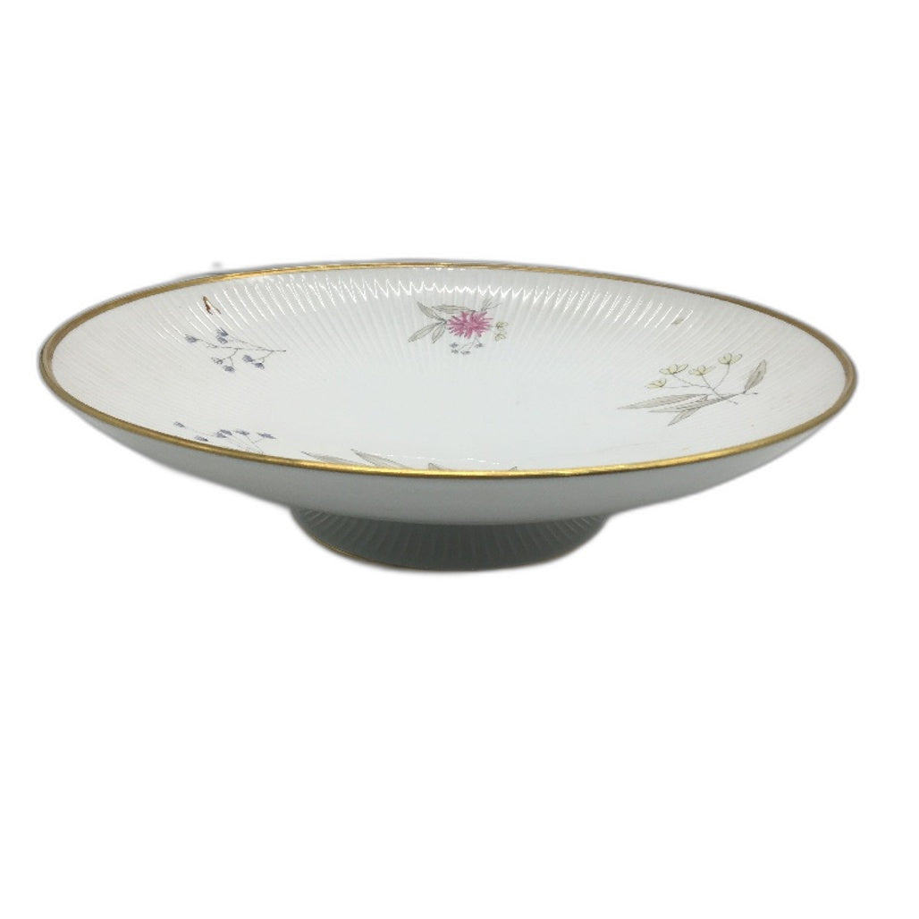VINTAGE Thomas Germany 67 7507 29 Fineline Floral Ribbed Gold Trim Cake Stand