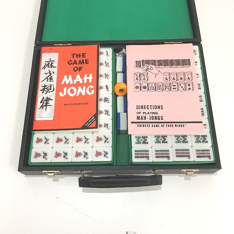 VINTAGE Mahjong Set with How-To Game Instructions 3.5x2.5x2cm Tiles and Case