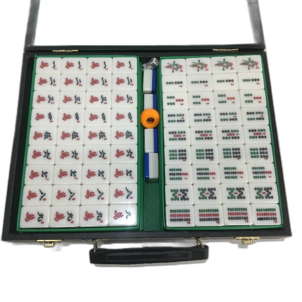 VINTAGE Mahjong Set with How-To Game Instructions 3.5x2.5x2cm Tiles and Case