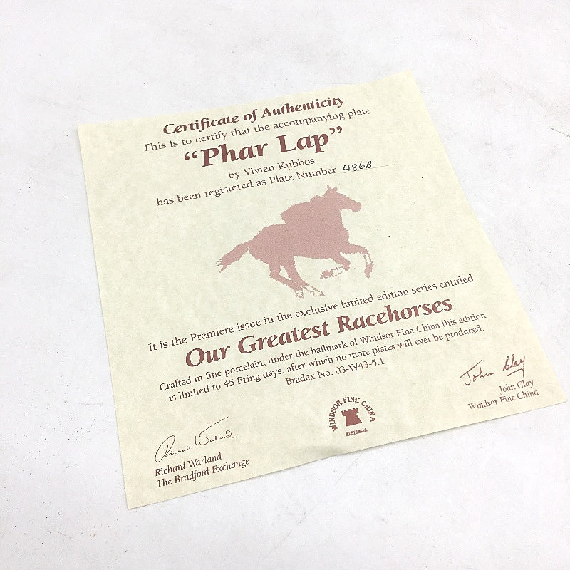 VINTAGE Bradford Exchange 486B Phar Lap Japanese Porcelain Decorative Plate